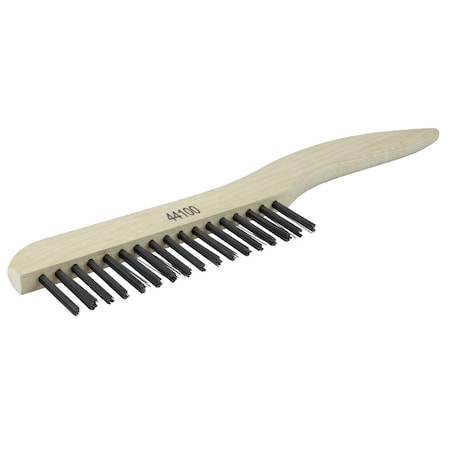 Weiler Wire Scratch Brush, .012 Carbon Steel Fill, Shoe Handle, 1 x 17 Rows 44100